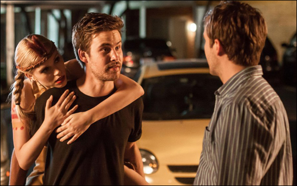 Zach Cregger and Michael Stahl-David in a scene from Bryan Poyser's film The Bounceback