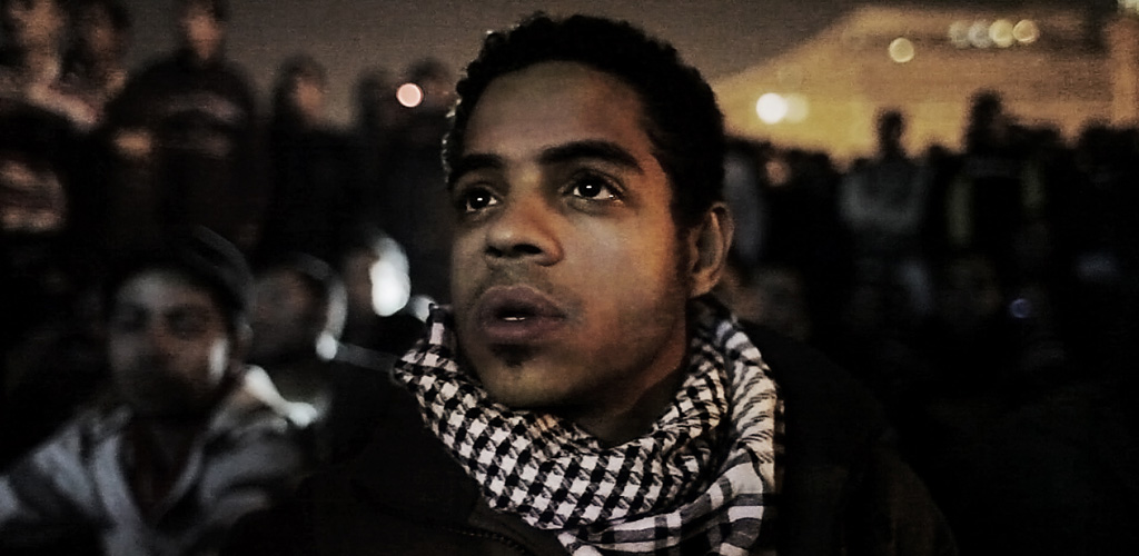 Ahmed Hassan in Tahrir Square in a scene from Jehane Noujaim's "The Square"