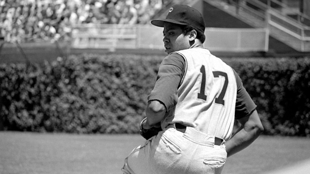 Dock Ellis pitching for the Pittsburgh Pirates in a scene from "No No: A Dockumentary"