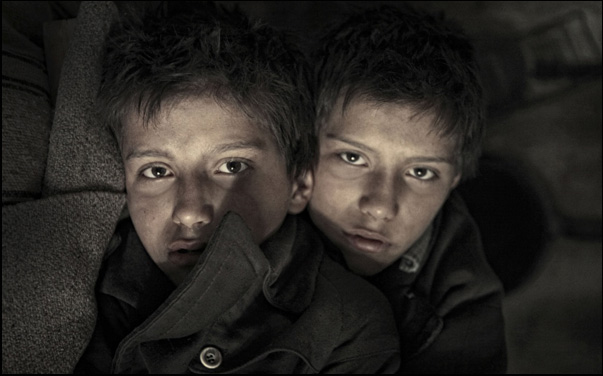 András and László Gyémánt in Janos Szasz's "The Notebook"