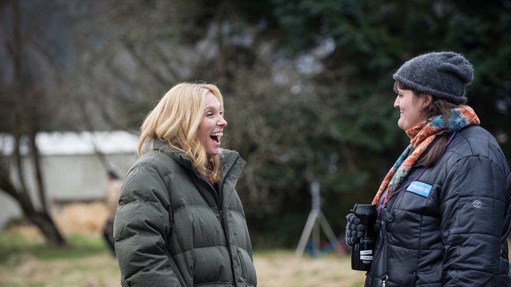 Toni Collette and Megan Griffiths on the set of "Lucky Them"