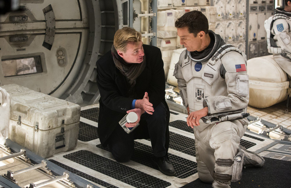 Christopher Nolan and Matthew McConaughey on the set of "Interstellar"