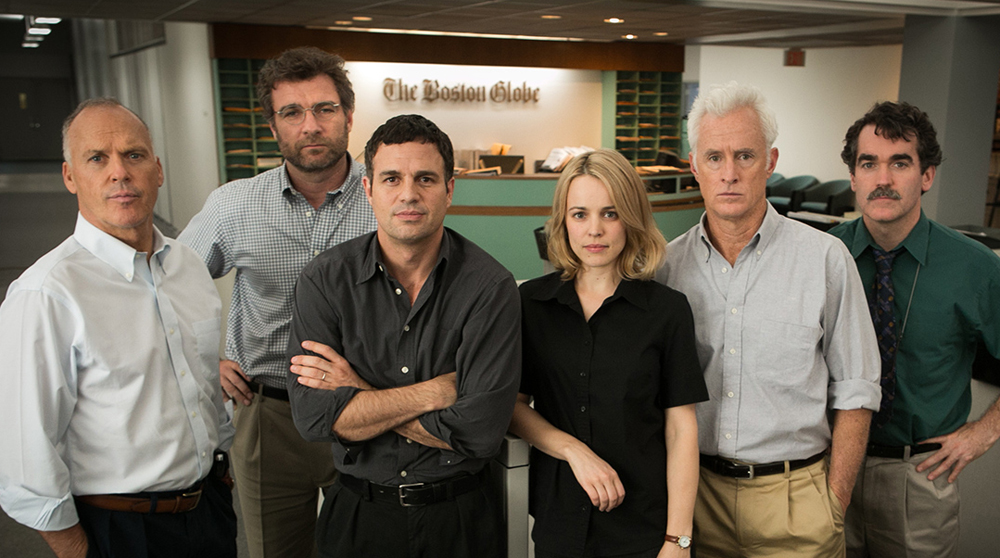 Michael Keaton, Liev Schreiber, Mark Ruffalo, Rachel McAdams, Brian d'Arcy James, John Slattery and Mark Ruffalo in "Spotlight"