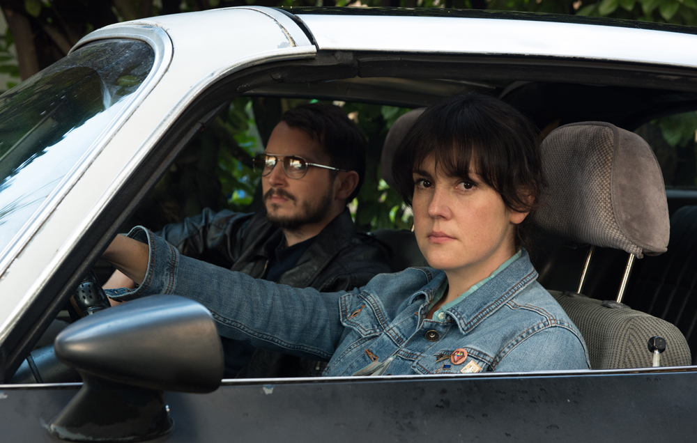 Melanie Lynskey and Elijah Wood in "I don't feel at home in this world anymore."