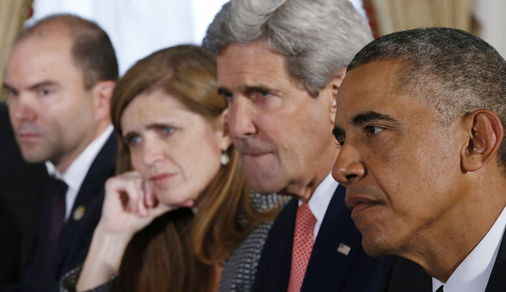 Ben Rhodes, Samantha Power, John Kerry, and Barack Obama in "The Final Year"