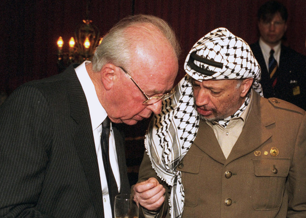 Yasser Arafat and Yitzhak Rabin in "The Oslo Diaries"