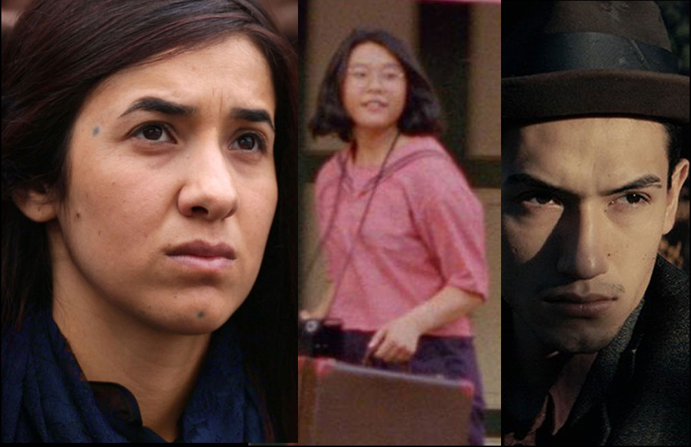 Scenes from "On Her Shoulders," "Bisbee '17," and "Shirkers"
